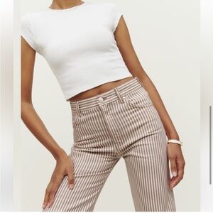 Reformation Cowboy Striped High Rise Straight Jeans | Size 29
